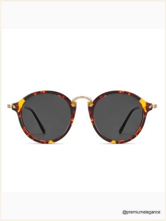 Round Polarized Sunglasses Women Trendy Retro Tortoise Circle Frame main image 7